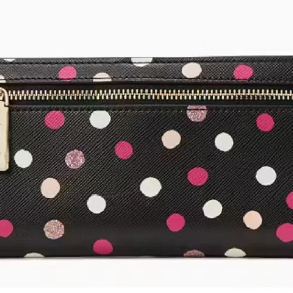 🩷♠️KATE SPADE🩷♠️ Staci Large Glimmer Dot Slim Bifold Wallet/EUC - Picture 2 of 7